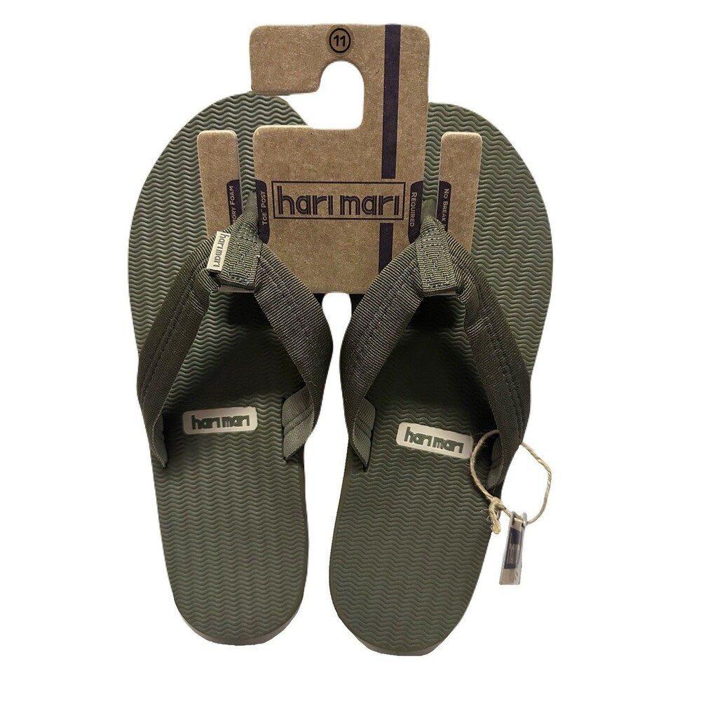 NEW Hari Mari Dunes Mens Size 11 Forest Green Waterproof & Boat Safe Flip Flops